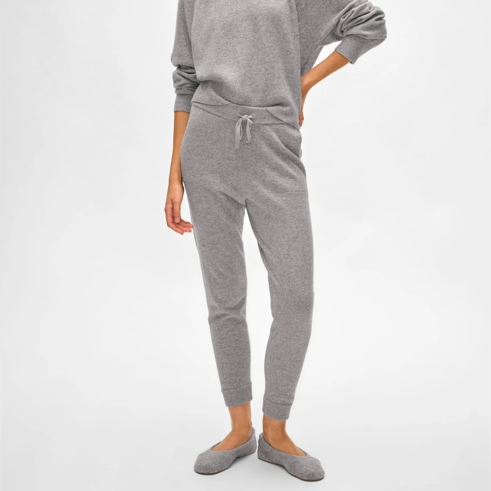 White + Warren Gray Cashmere Jogger Pants